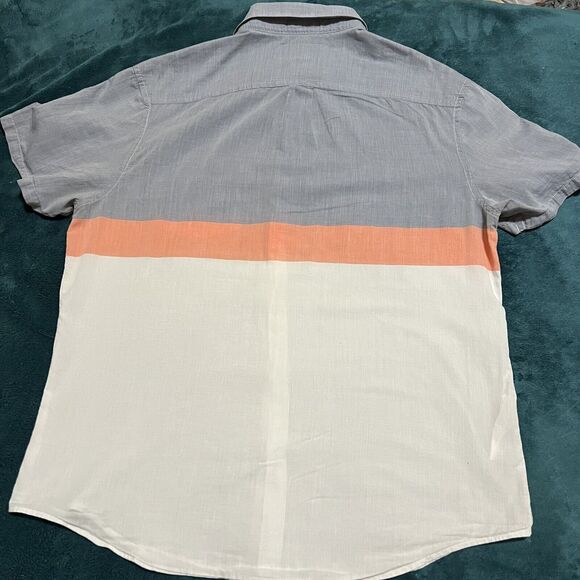 Penguin Munsingwear Short Sleeve Button Down Men's Medium Color Block Stripe - Picture 3 of 5